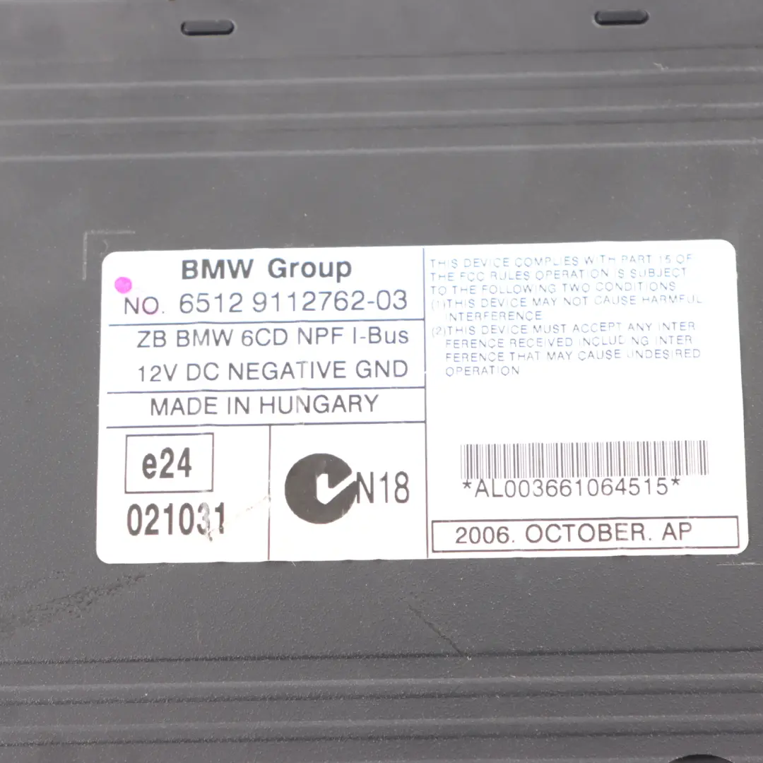6-Disc CD Multi Changer Control Unit Modul With Magazine to BMW Z4 E85 E86 with Part number 9112762 BMW Z4 E85 E86 6-Disc CD Multi Changer Control Unit Modul With Magazine - SKU 9112762 - Part number 9112762