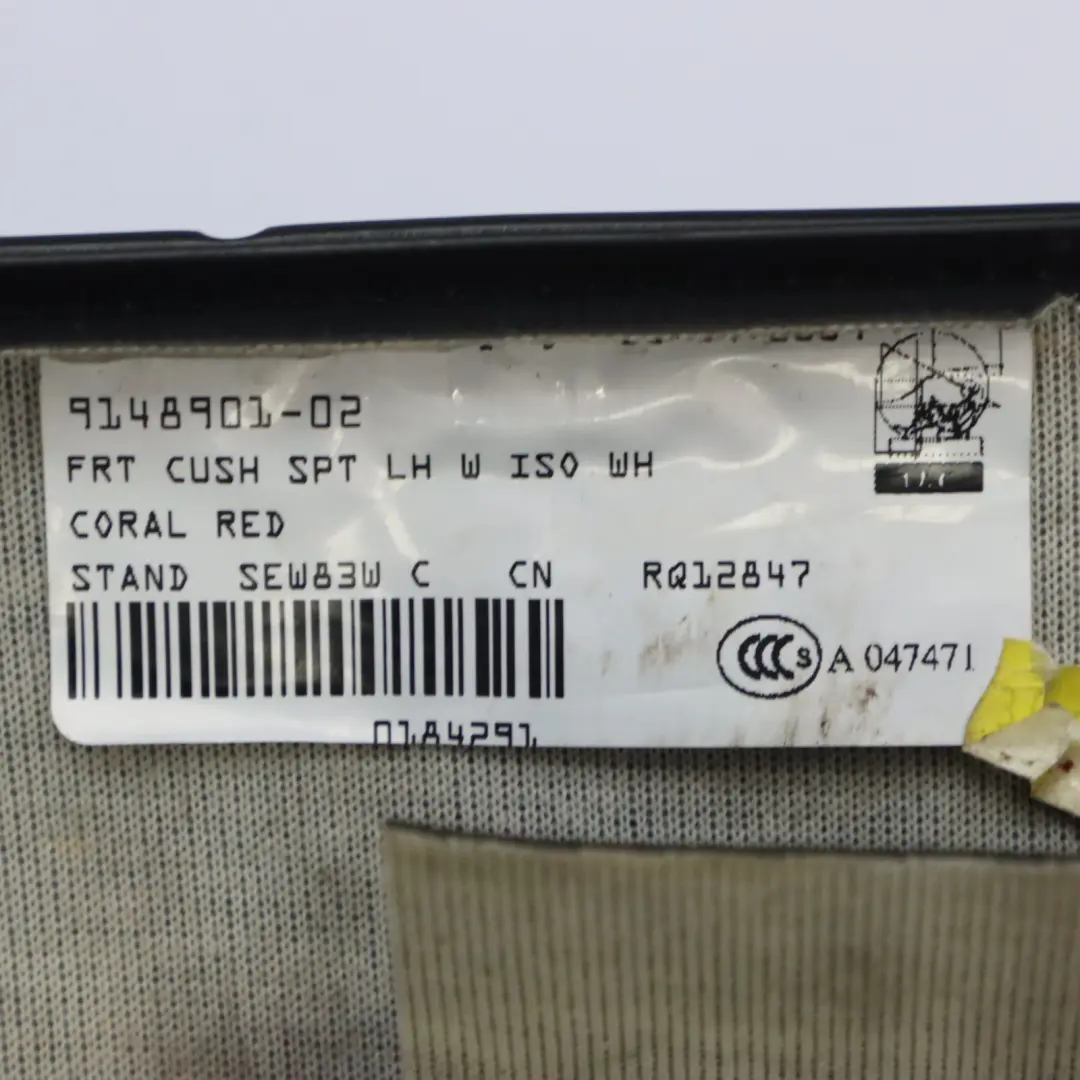 BMW E93 Cojín del Asiento Deportivo Delantero Izquierdo Calefactado Cuero Rojo - SKU 9113389 - Número de pieza 9113389