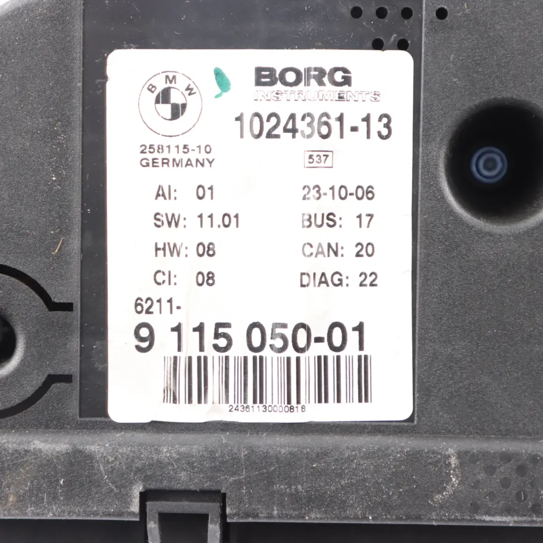 BMW Z4 E85 E86 3.0si N52 Petrol Instrument Cluster Clocks Automatic - SKU RHD-9115050 - Part number 9115050