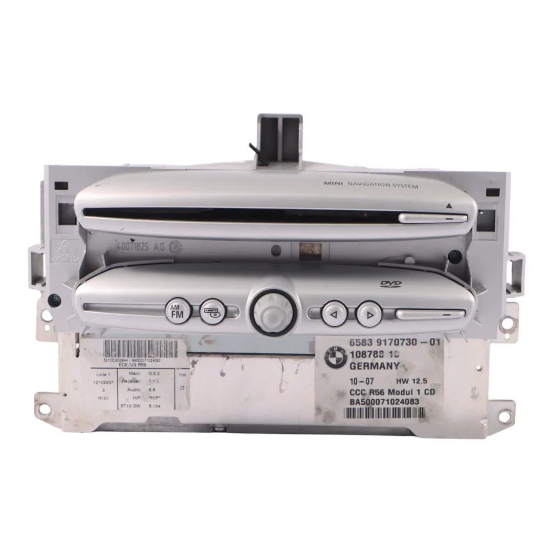 CCC CD Navigation Sat Nav Head Unit to Mini Cooper R55 R56 R57 with Part number 9170730 Mini Cooper R55 R56 R57 CCC CD Navigation Sat Nav Head Unit - SKU 9170730-1 - Part number 9170730