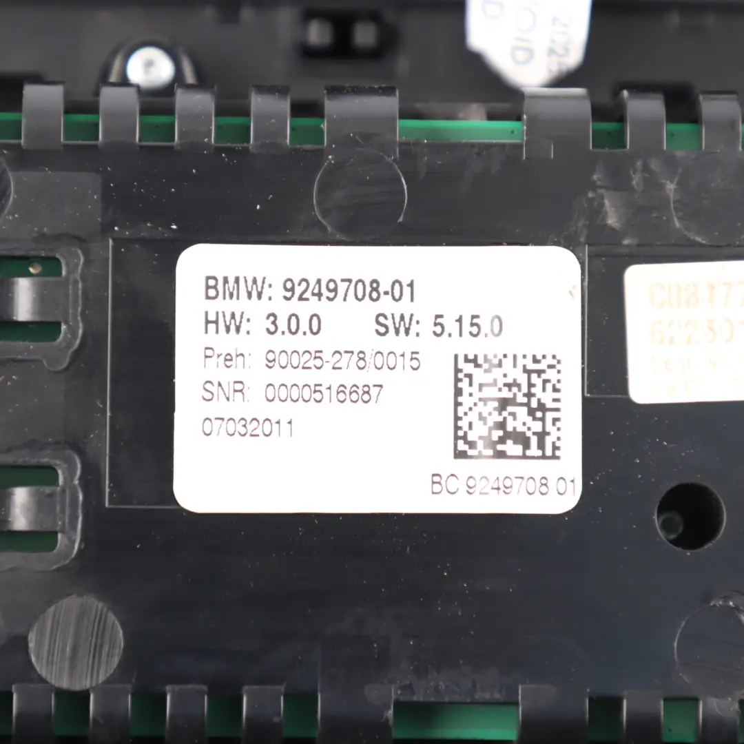 BMW F10 F11 Radio-Klimaanlage A/C Steuergerät Schalttafel Schwarz - SKU 9249708 - Teilenummer 9249708