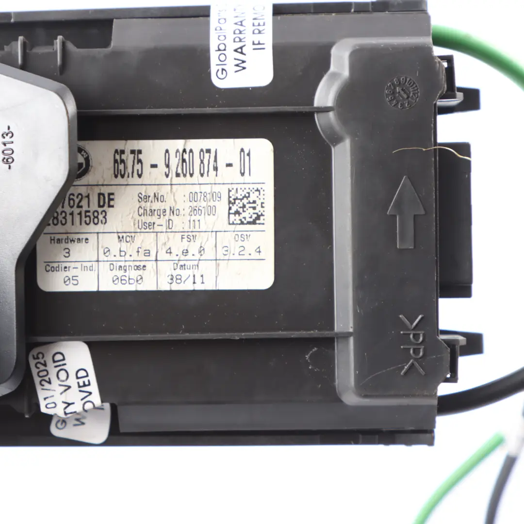 BMW X1 E84 E91 Alarm Sensor Ultra Sonic Module System Black - SKU 9260874-3 - Part number 9260874