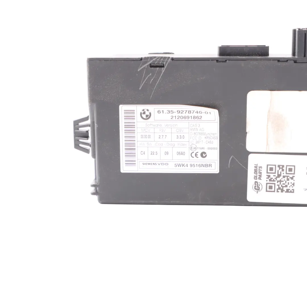 BMW X5 E70 CAS3 Module De Lecture Des Clés Contrôle De L'Unité ECU - SKU 9278746 - Numéro de pièce 9278746