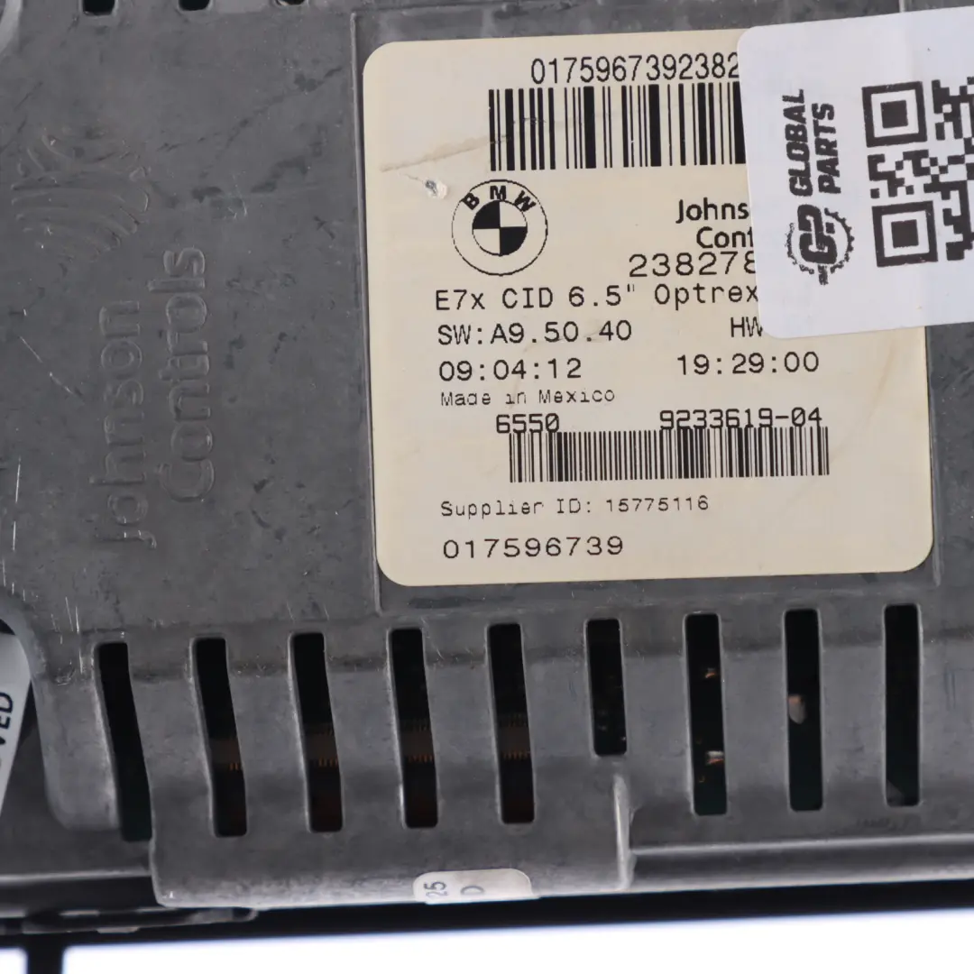 Dashboard Onboard Monitor Display Screen 6,5" 9233619 to BMW X5 X6 E70 E71 with Part number 2284647 BMW X5 X6 E70 E71 Dashboard Onboard Monitor Display Screen 6,5" 9233619 - SKU 9289581 - Part number 2284647