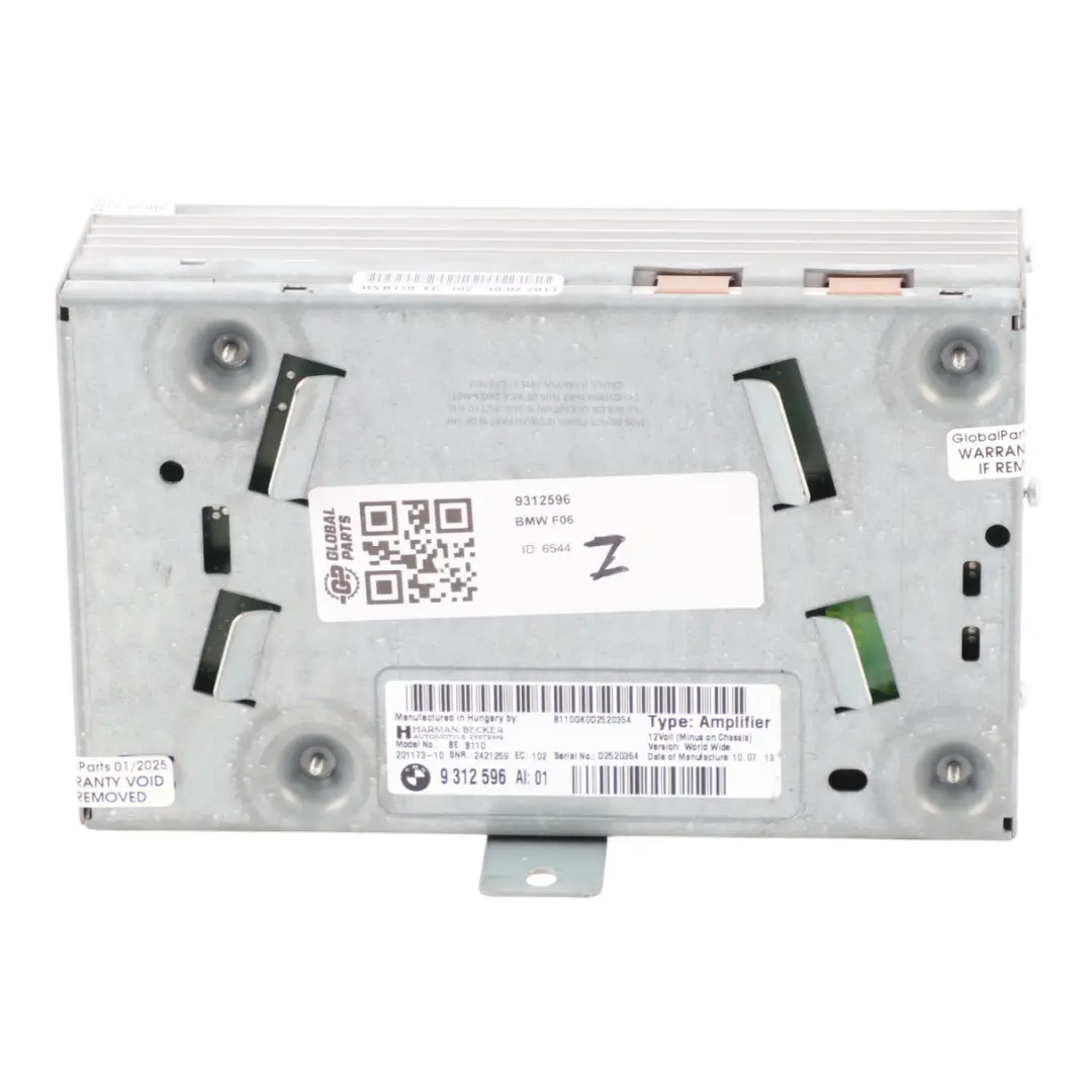 Amplifier Hifi System Sound System Module to BMW F12 F13 LCI F06 Gran Coupe with Part number 9312596 BMW F12 F13 LCI F06 Gran Coupe Amplifier Hifi System Sound System Module - SKU 9312596 - Part number 9312596