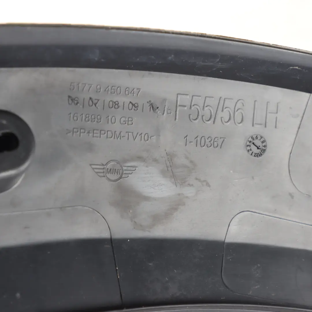 Arch Mini F55 F56 F57 LCI Front Cover Moulding Trim Left N/S to Wheel with Part number 9450649 Wheel Arch Mini F55 F56 F57 LCI Front Cover Moulding Trim Left N/S - SKU 9450649 - Part number 9450649