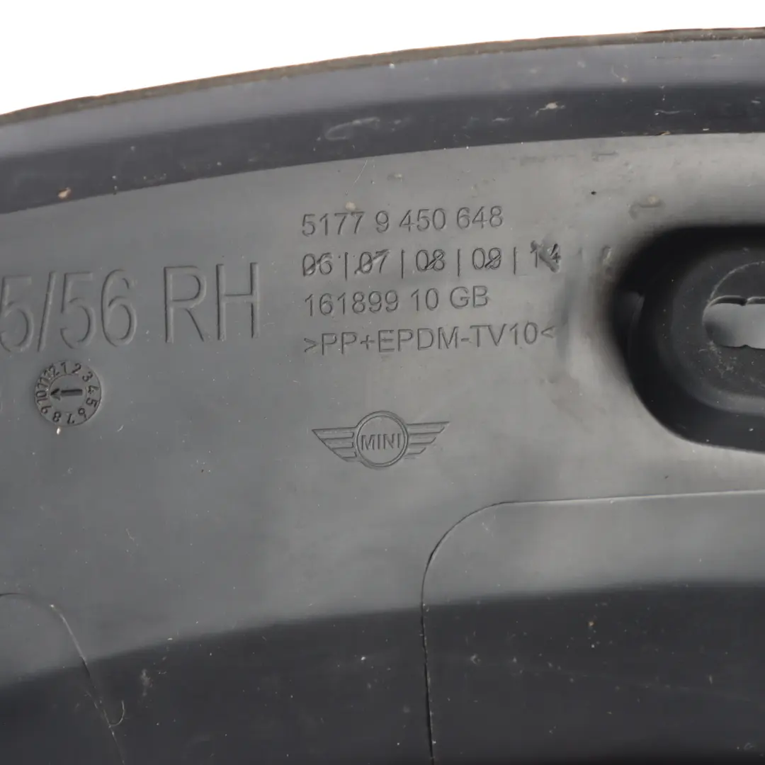 Arch Cover Mini F55 F56 F57 Front Right O/S Housing Black to Wheel with Part number 9450650 Wheel Arch Cover Mini F55 F56 F57 Front Right O/S Housing Black - SKU 9450650 - Part number 9450650