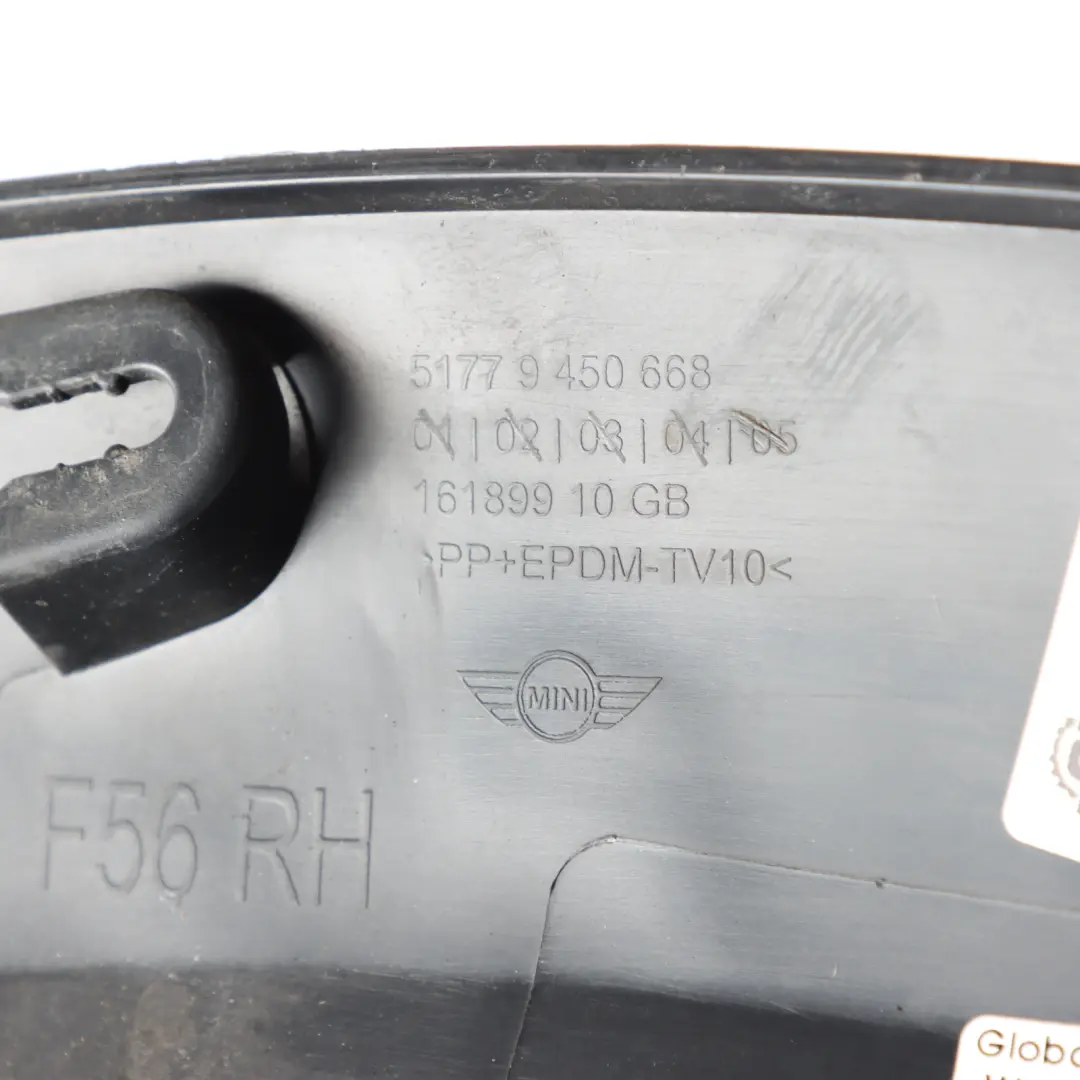 Arch Trim Rear Right O/S Side Cover Strip to Mini F56 F57 Wheel with Part number 9450668 Mini F56 F57 Wheel Arch Trim Rear Right O/S Side Cover Strip - SKU 9450668 - Part number 9450668