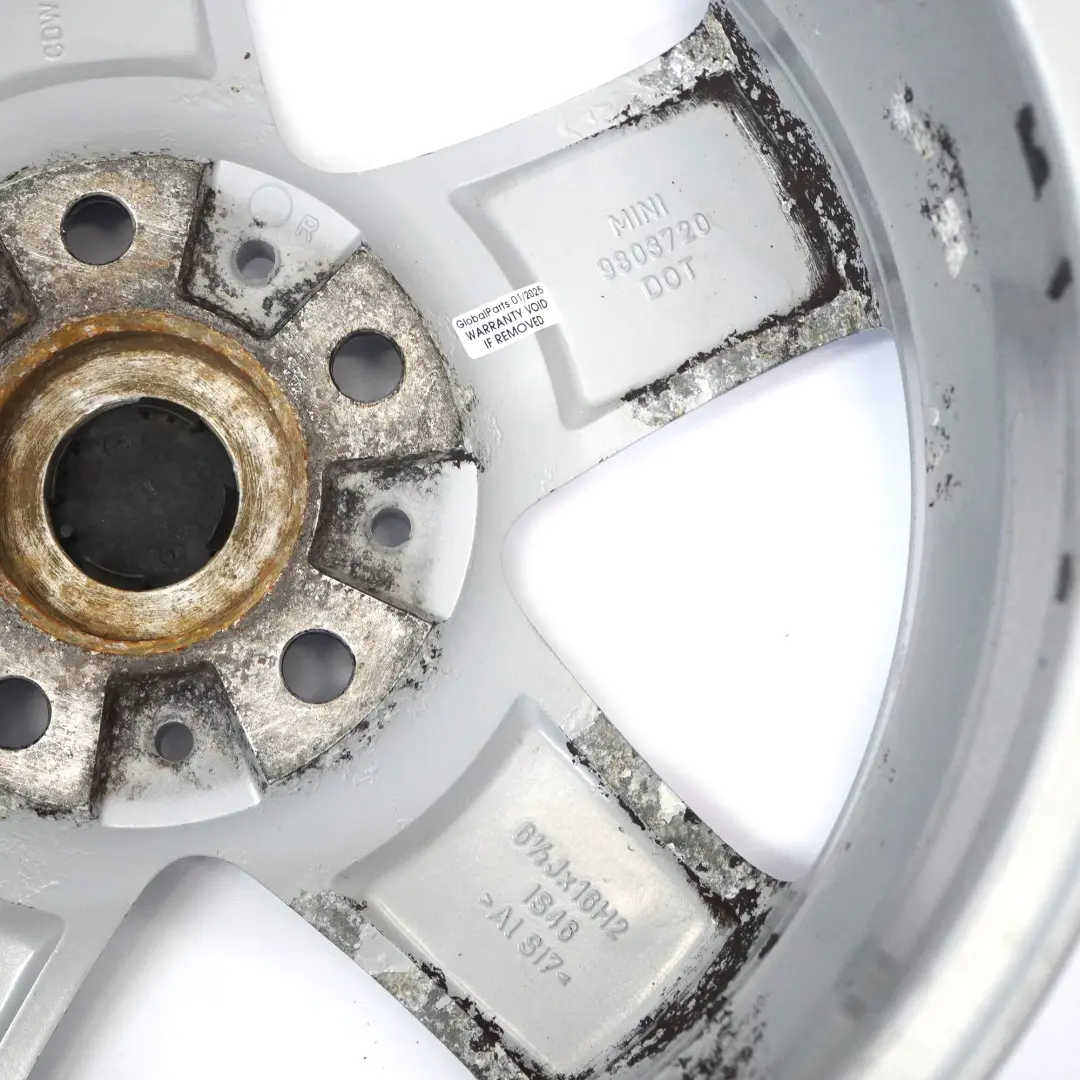 Mini Cooper R60 Silver Wheel Alloy Rim 16" ET:46 6,5J 5-Star Single Spoke 124 - SKU 9803720-5 - Part number 9803720