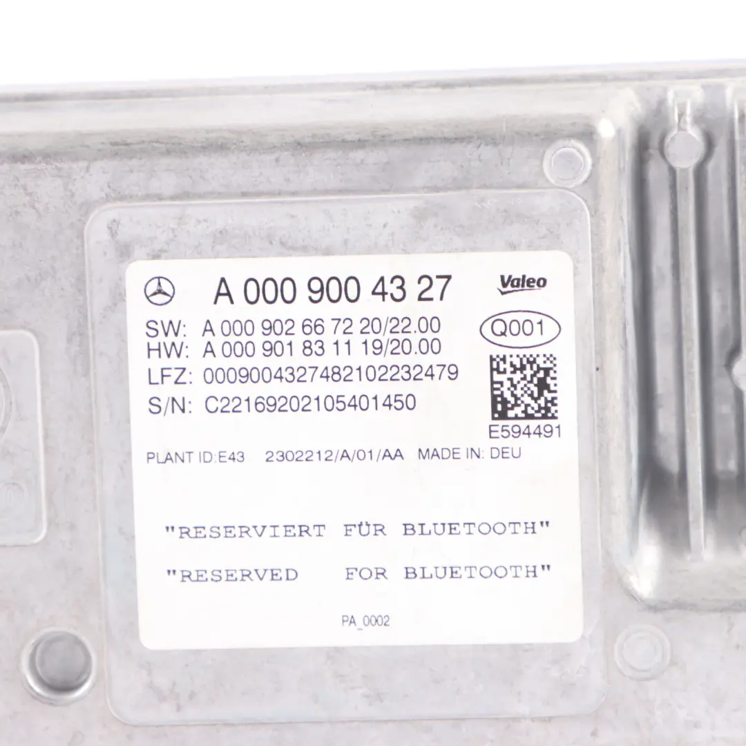  Bluetooth Control Module Mercedes C205 C253 C257 Mobile Phone ECU - SKU A0009004327 - Part number A0009004327