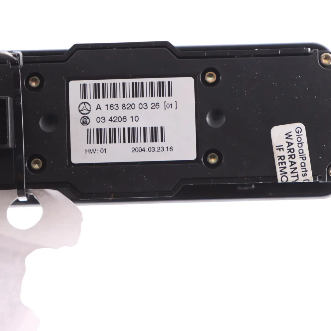 Mercedes ML W163 Console centrale Pannello interruttore aria condizionata nero - SKU A1638204910-1 - Numero di parte A1688206810