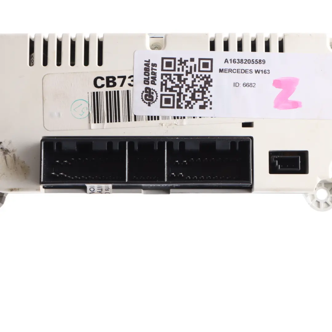 Climate Heater Control Switch Module Unit Panel to Mercedes ML W163 with Part number A1638205589 Mercedes ML W163 Climate Heater Control Switch Module Unit Panel - SKU A1638205589 - Part number A1638205589