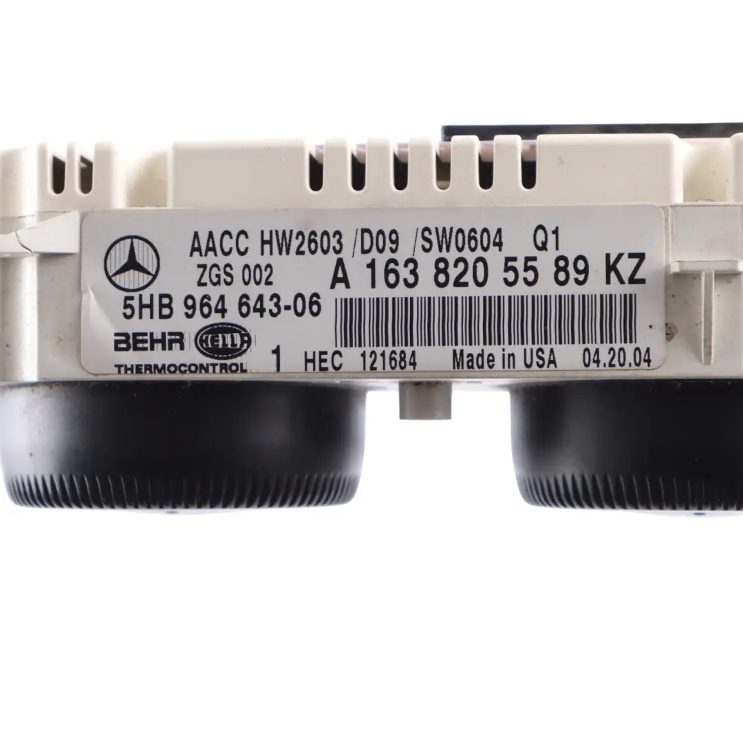 Climate Heater Control Switch Module Unit Panel to Mercedes ML W163 with Part number A1638205589 Mercedes ML W163 Climate Heater Control Switch Module Unit Panel - SKU A1638205589 - Part number A1638205589