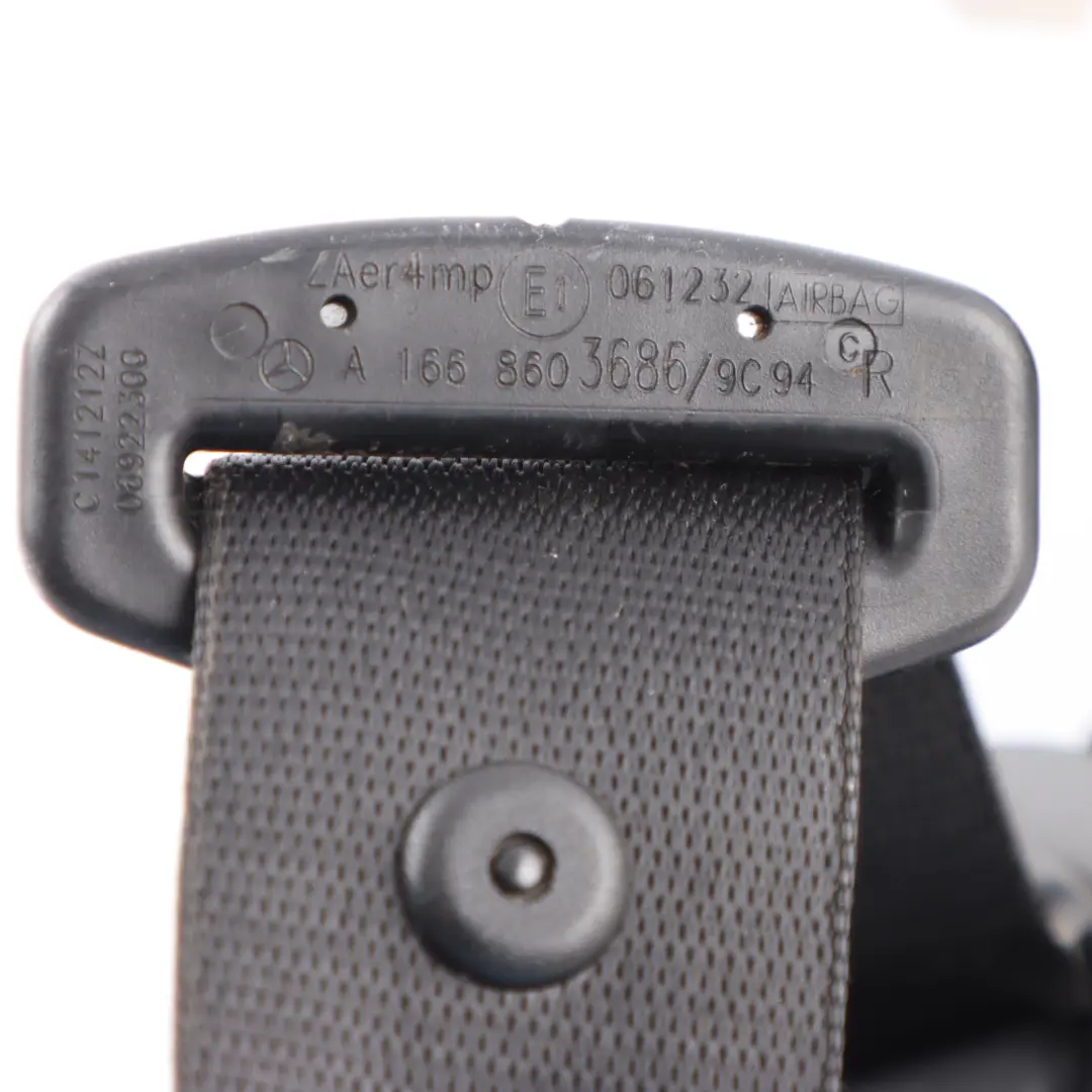 Seatbelt Front Right O/S Seat Safety Upper Belt to Mercedes W166 with Part number A1668603686 Mercedes W166 Seatbelt Front Right O/S Seat Safety Upper Belt - SKU A1668603686 - Part number A1668603686