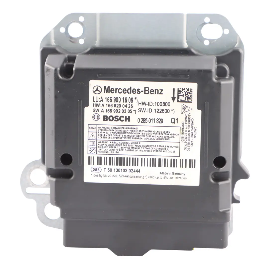 Module Mercedes W166 X166 SRS System Control Unit ECU to Air with Part number A1669001609 Air Module Mercedes W166 X166 SRS System Control Unit ECU - SKU A1669001609 - Part number A1669001609