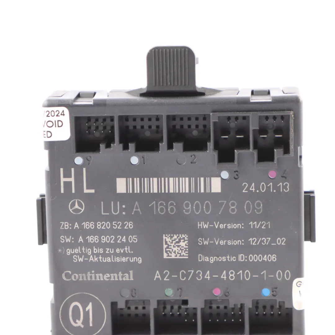 Mercedes GLE W166 Módulo Control Cableado Puerta Trasera Izquierda - SKU A1669007809 - Número de pieza A1669007809