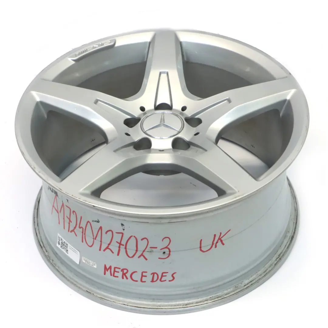 Alloy Wheel Rim 18" ET:36 8,5J 5 Spoke to Mercedes R172 Rear Silver with Part number A1724012702 Mercedes R172 Rear Silver Alloy Wheel Rim 18" ET:36 8,5J 5 Spoke - SKU A1724012702-3 - Part number A1724012702