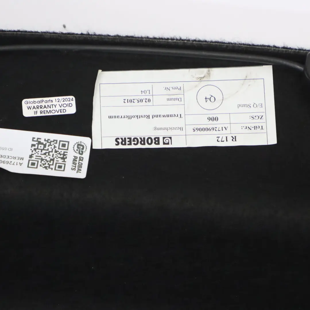 Mercedes SLK R172 Ripiano per pacchi Copertura posteriore Nero - SKU A1726900065-2 - Numero di parte A1726900065