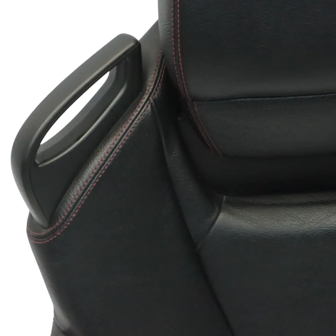 Schienale anteriore destro in pelle nero cuciture rosse per Mercedes SLK R172 con numero di parte A1729103601 Mercedes SLK R172 Schienale anteriore destro in pelle nero cuciture rosse - SKU A1729103601 - Numero di parte A1729103601