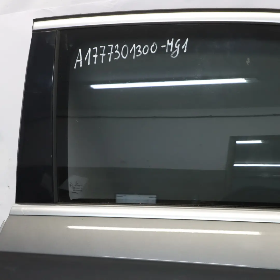 Door Rear Left N/S A-Class Mountain Grey Metallic - 787 to Mercedes W177 with Part number A1777301300 Mercedes W177 Door Rear Left N/S A-Class Mountain Grey Metallic - 787 - SKU A1777301300-MG1 - Part number A1777301300