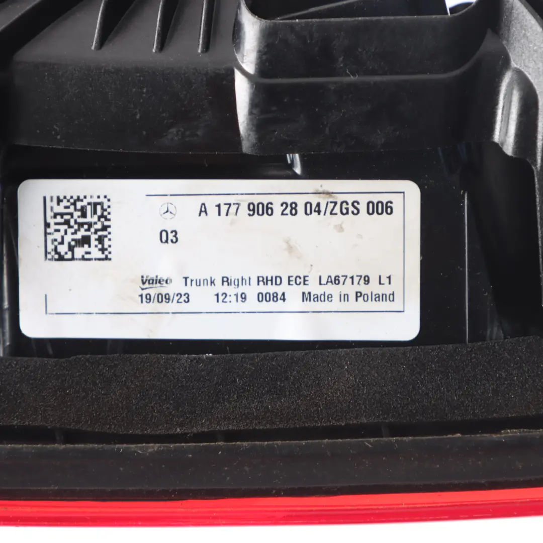 Lamp Trunk Boot Tailgate Light Right O/S to Mercedes W177 Rear with Part number A1779062804 Mercedes W177 Rear Lamp Trunk Boot Tailgate Light Right O/S - SKU A1779062804 - Part number A1779062804