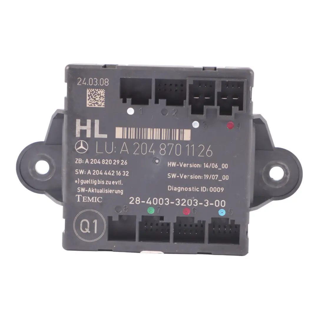 Modulo porta posteriore sinistra Unità controllo ECU per Mercedes S204 con numero di parte A2048701126 Mercedes S204 Modulo porta posteriore sinistra Unità controllo ECU - SKU A2048701126 - Numero di parte A2048701126