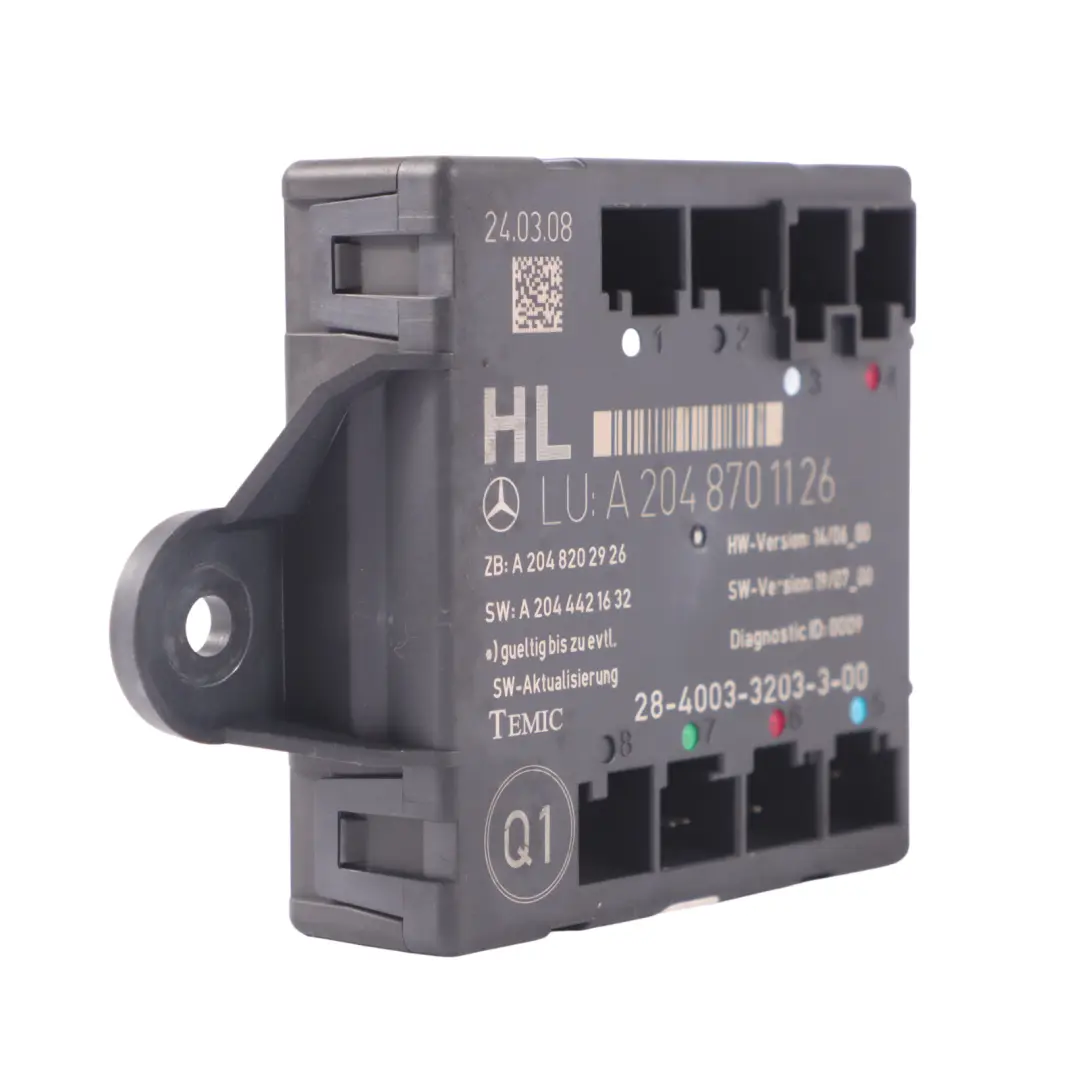 Modulo porta posteriore sinistra Unità controllo ECU per Mercedes S204 con numero di parte A2048701126 Mercedes S204 Modulo porta posteriore sinistra Unità controllo ECU - SKU A2048701126 - Numero di parte A2048701126