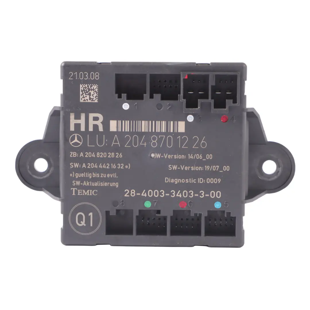Modulo porta posteriore destra Unità di controllo ECU per Mercedes S204 con numero di parte A2048701226 Mercedes S204 Modulo porta posteriore destra Unità di controllo ECU - SKU A2048701226 - Numero di parte A2048701226