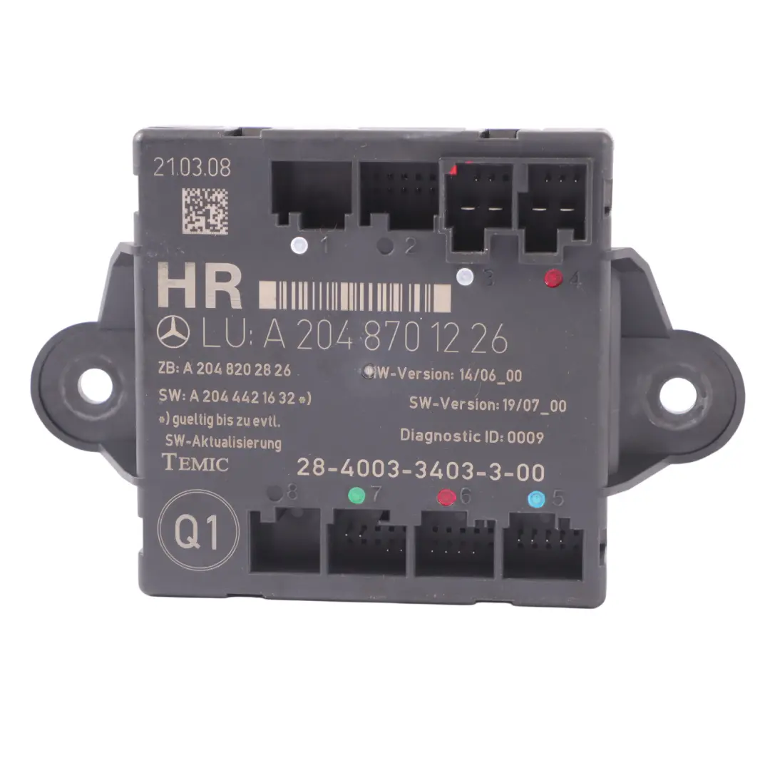 Modulo porta posteriore destra Unità di controllo ECU per Mercedes S204 con numero di parte A2048701226 Mercedes S204 Modulo porta posteriore destra Unità di controllo ECU - SKU A2048701226 - Numero di parte A2048701226