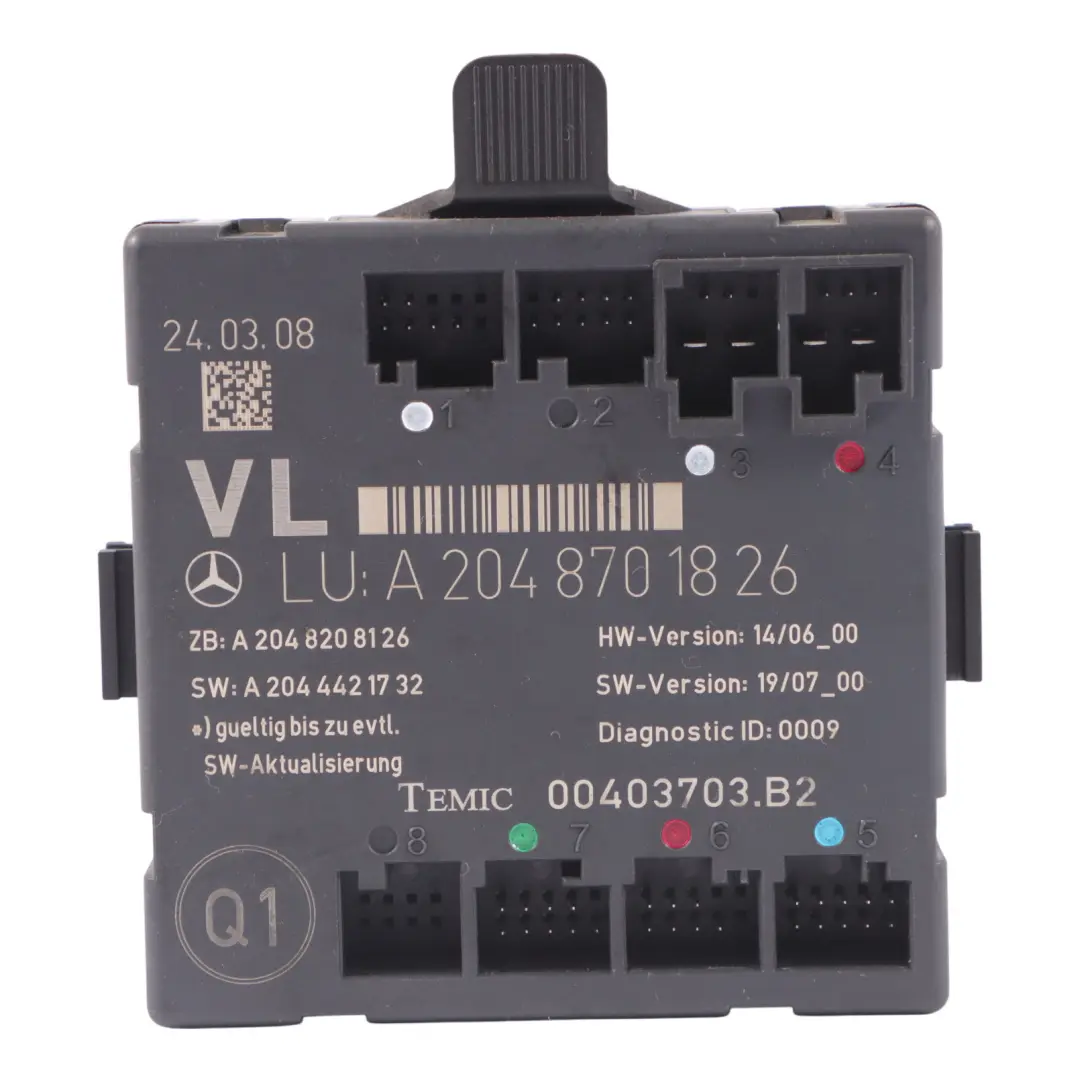 Mercedes S204 Module de porte Avant Gauche Control Unit ECU - SKU A2048701826 - Numéro de pièce A2048701826