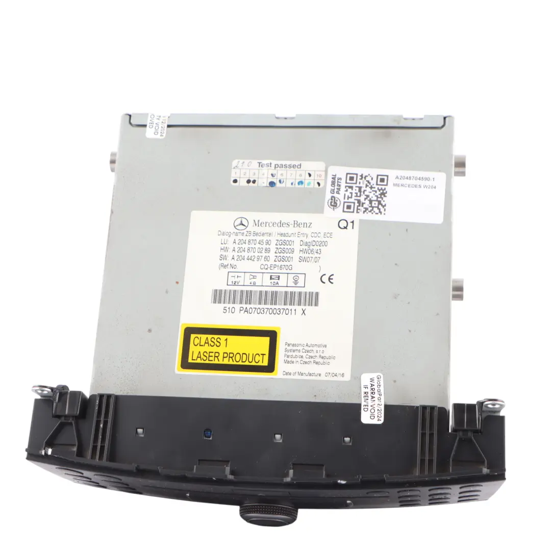 Mercedes-Benz C-Class W204 CD Media Player Radio Audio 20 Phone to with Part number A2048704590 Mercedes-Benz C-Class W204 CD Media Player Radio Audio 20 Phone - SKU A2048704590-1 - Part number A2048704590