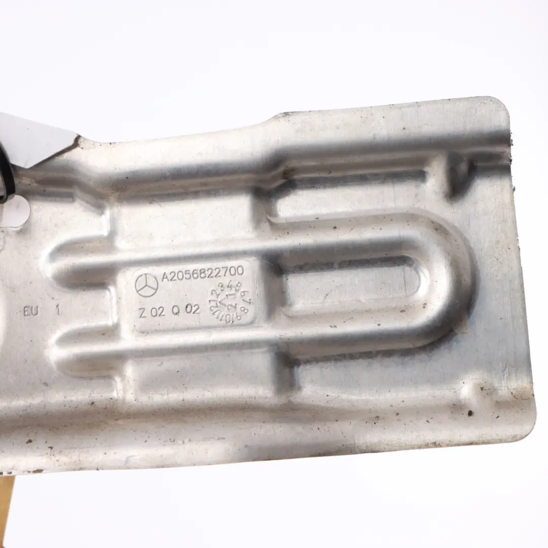 Exhaust Shield Screen Bracket Plate Hanger to Mercedes W205 with Part number A2056822700 Mercedes W205 Exhaust Shield Screen Bracket Plate Hanger - SKU A2056822700 - Part number A2056822700