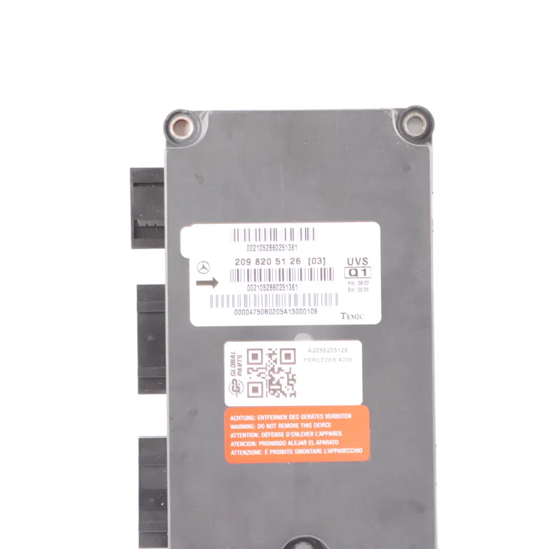 Roof Top Control Unit Module ECU to Mercedes CLK A209 Convertible with Part number A2098205126 Mercedes CLK A209 Convertible Roof Top Control Unit Module ECU - SKU A2098205126 - Part number A2098205126