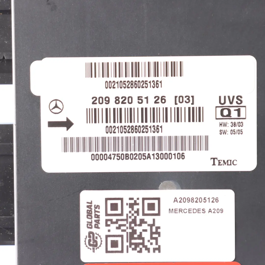 Roof Top Control Unit Module ECU to Mercedes CLK A209 Convertible with Part number A2098205126 Mercedes CLK A209 Convertible Roof Top Control Unit Module ECU - SKU A2098205126 - Part number A2098205126