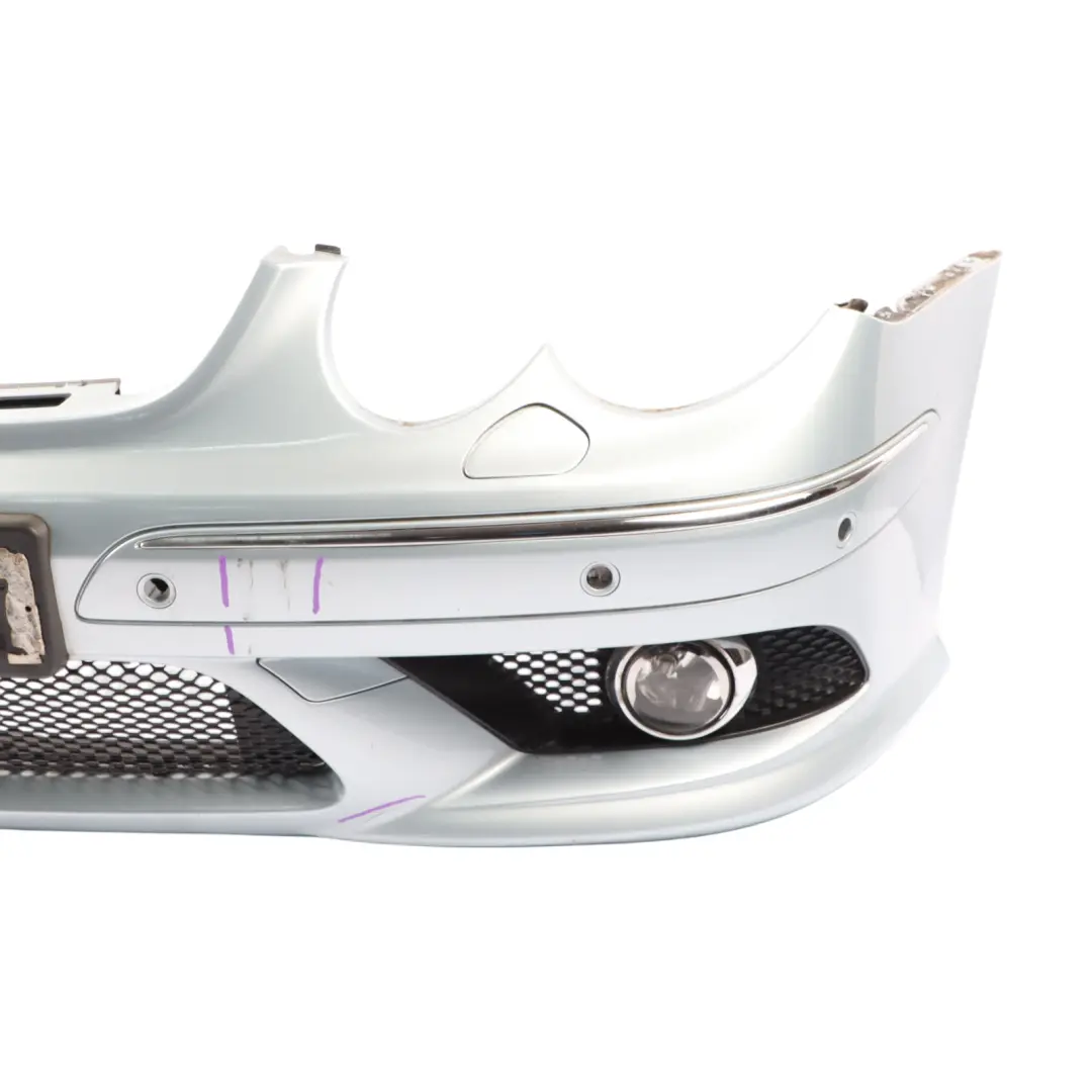 Front Bumper AMG Trim Panel Cover Tellurium Silver Metallic - 762 to Mercedes W209 with Part number A2098854425 Mercedes W209 Front Bumper AMG Trim Panel Cover Tellurium Silver Metallic - 762 - SKU A2098854425-TES - Part number A2098854425