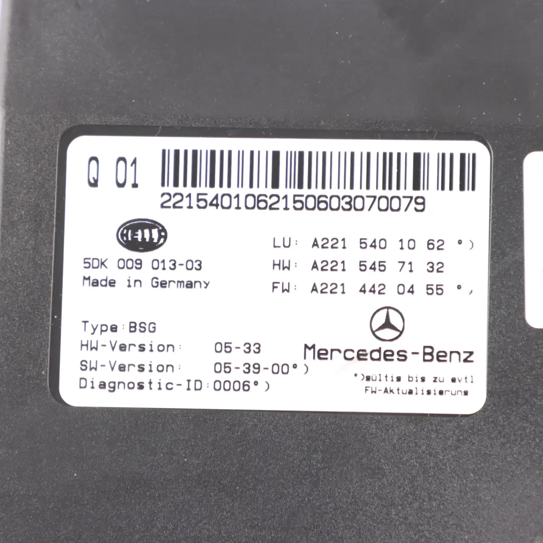 Mercedes W221 Integrated Supply Module Electrical Control Unit - SKU A2215401062 - Part number A2215401062