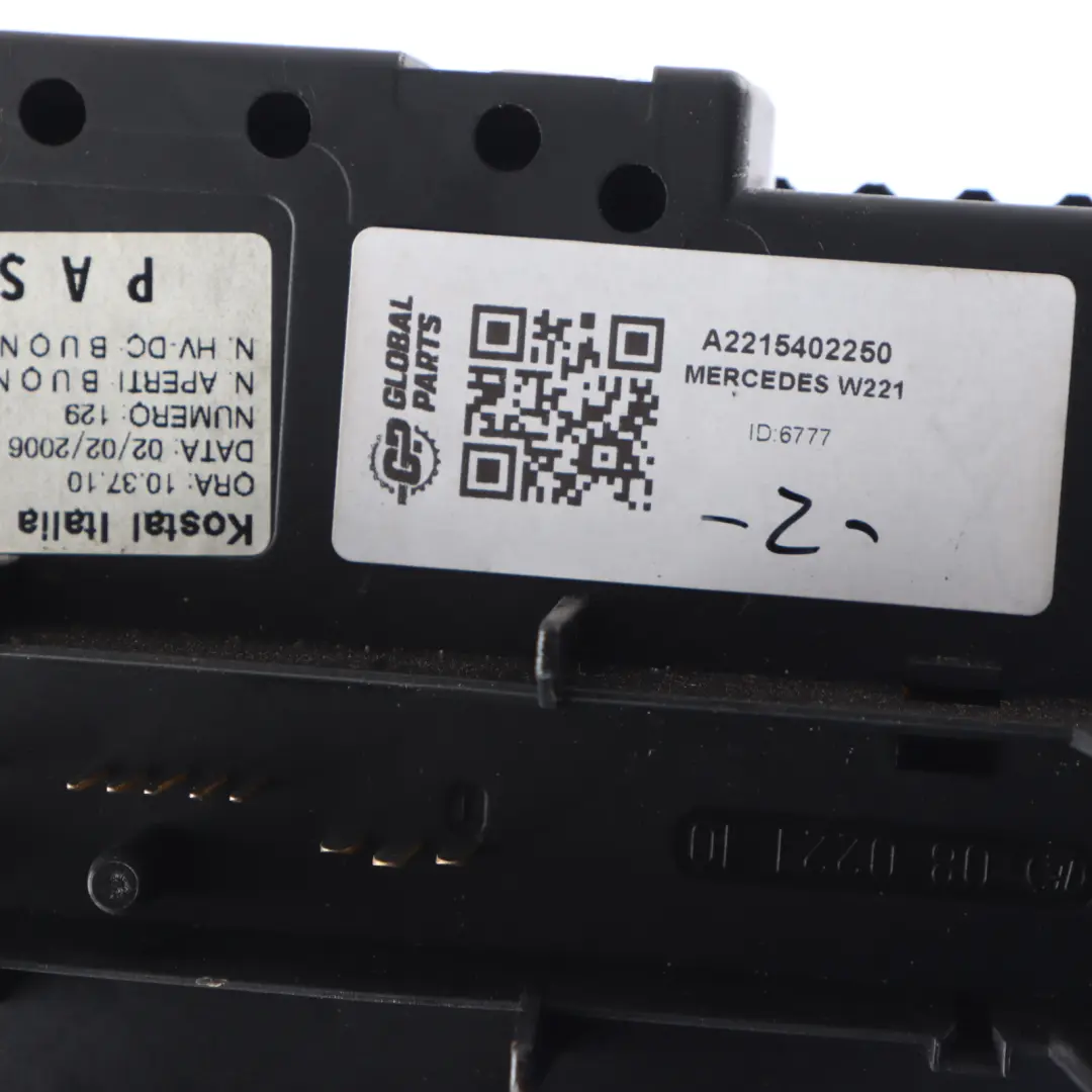 Mercedes W221 SAM Relay Fuse Box Module Control Unit ECU - SKU A2215402250 - Part number A2215402250