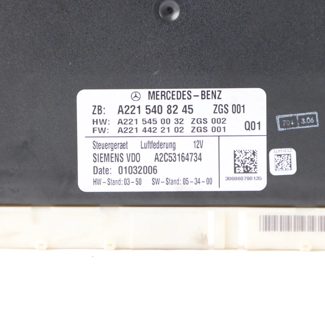 Mercedes W221 Luftfederung Steuergerät Modul ECU - SKU A2215408245 - Teilenummer A2215408245