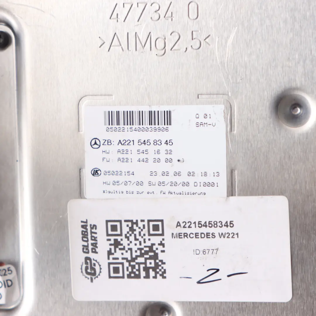 Fuse Box Relay Control Unit SAM Module to Mercedes W221 with Part number A2215458345 Mercedes W221 Fuse Box Relay Control Unit SAM Module - SKU A2215458345 - Part number A2215458345
