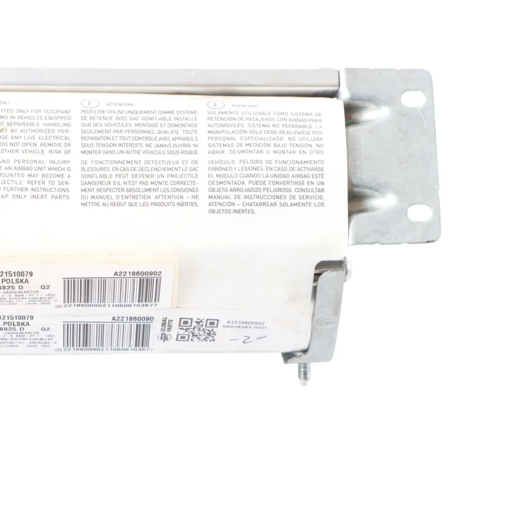 Mercedes W221 Air Module Dashboard Passenger Side SRS - SKU A2218600902 - Part number A2218600902