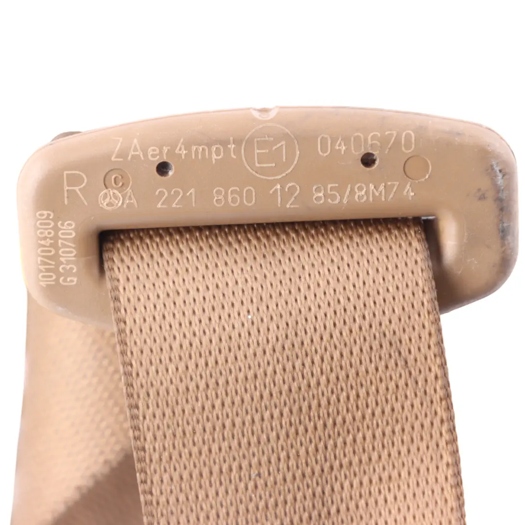 Belt Right O/S Beige to Mercedes W221 Rear Seat with Part number A2218601285 Mercedes W221 Rear Seat Belt Right O/S Beige - SKU A2218601285-1 - Part number A2218601285