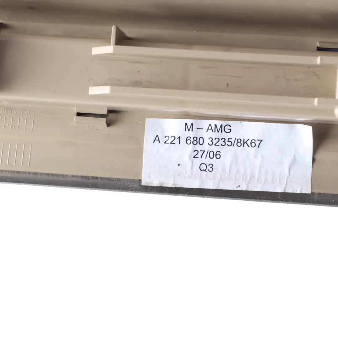 Step Sill Cover Trim Front Right O/S Beige to Mercedes W221 AMG with Part number A2218603235 Mercedes W221 AMG Step Sill Cover Trim Front Right O/S Beige - SKU A2218603235 - Part number A2218603235
