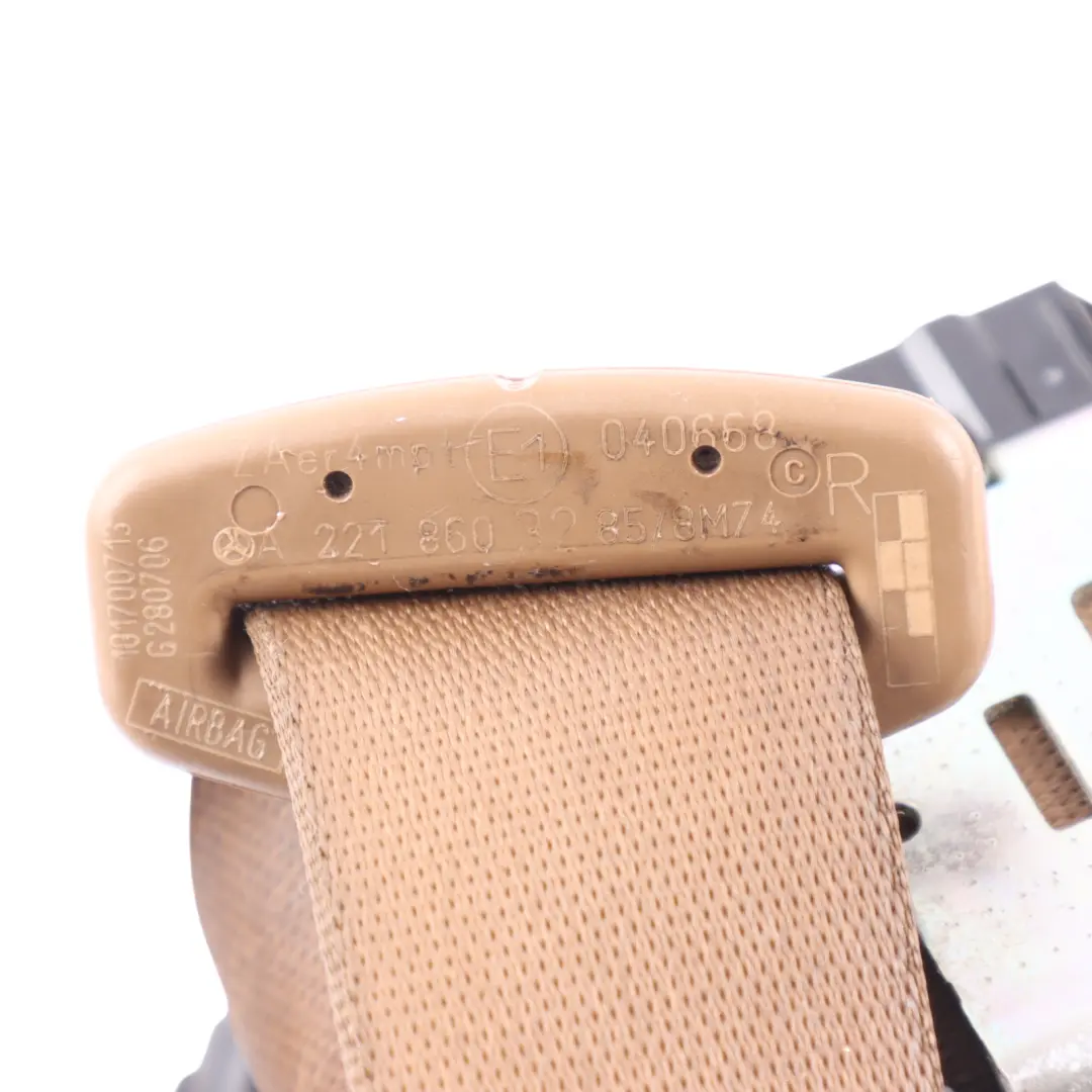 Seatbelt Front Right O/S Seat Belt Beige to Mercedes W221 with Part number A2218603285 Mercedes W221 Seatbelt Front Right O/S Seat Belt Beige - SKU A2218603285-2 - Part number A2218603285