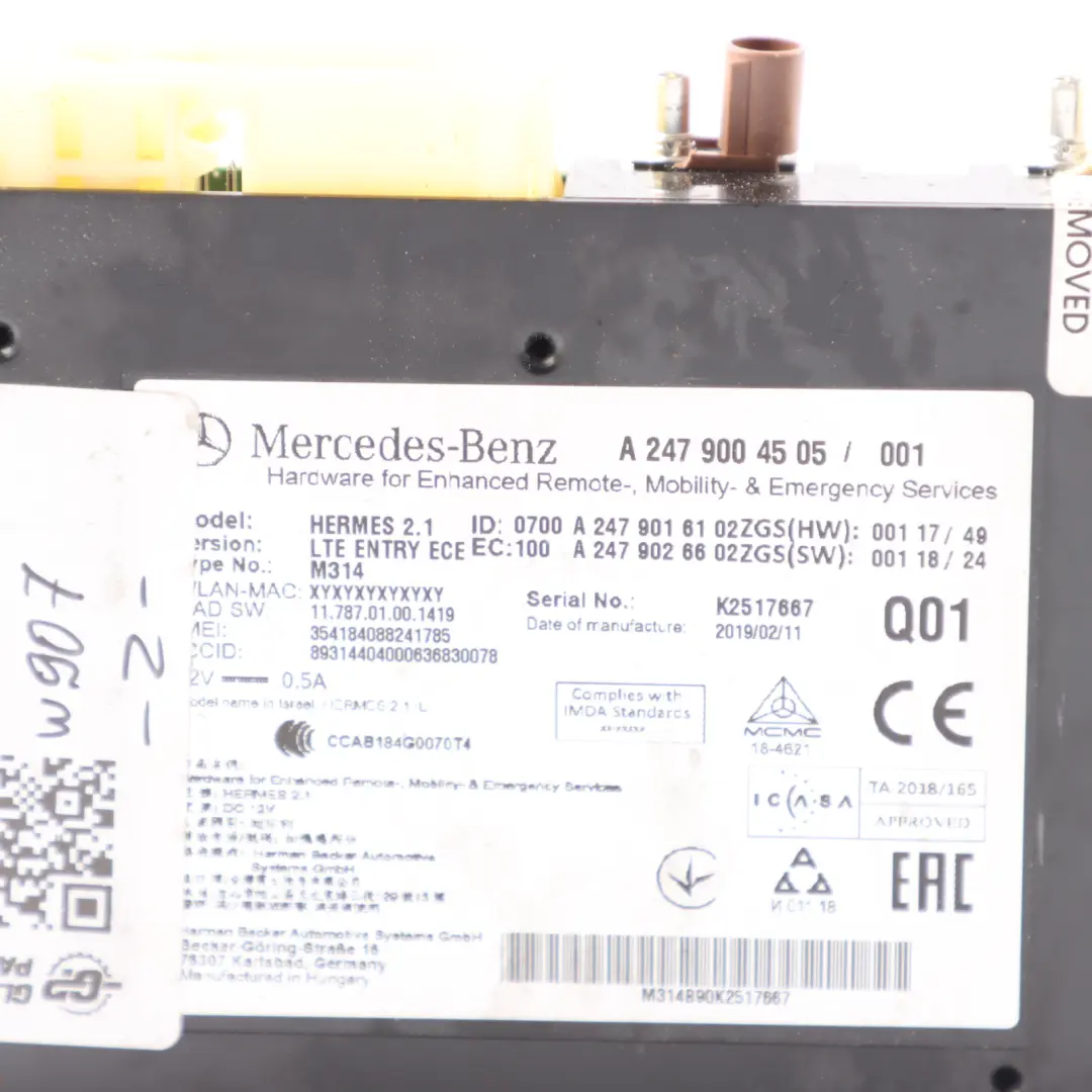 W907 W910 Telematics Module Control Unit to Mercedes Vito W447 Sprinter with Part number A2479004505 Mercedes Vito W447 Sprinter W907 W910 Telematics Module Control Unit - SKU A2479004505-1 - Part number A2479004505