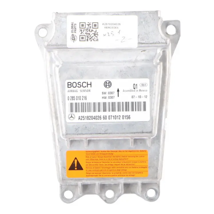 Control Unit ECU SRS Air Module to Mercedes W251 Air with Part number A2518204026 Mercedes W251 Air Control Unit ECU SRS Air Module - SKU A2518204026 - Part number A2518204026