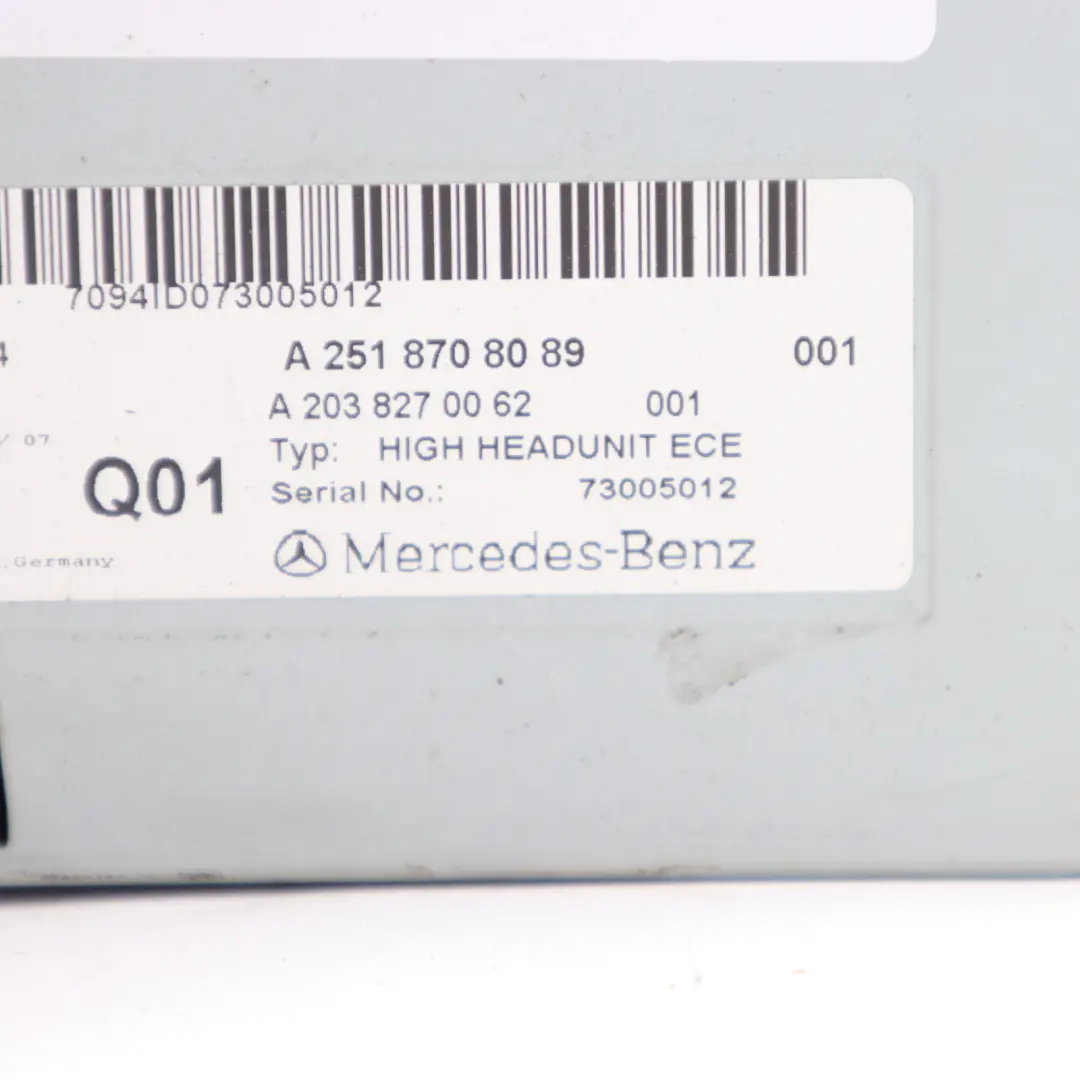 Radio Sat Nav Navigation System Head Unit Screen to Mercedes W251 with Part number A2518708089 Mercedes W251 Radio Sat Nav Navigation System Head Unit Screen - SKU A2518708089 - Part number A2518708089