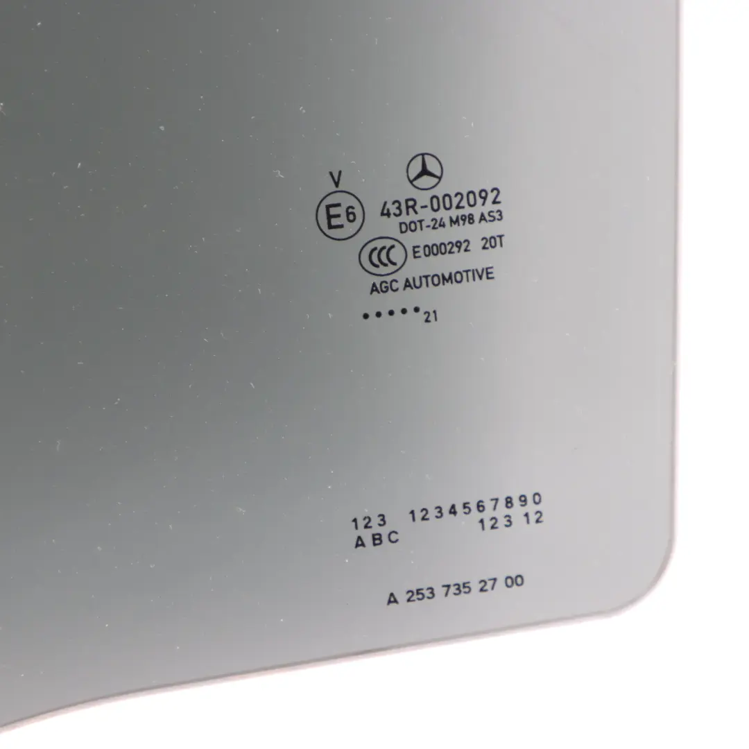 W253 Glass Window Door Rear Left N/S AS3 Glazing to Mercedes GLC with Part number A2537352700 Mercedes GLC W253 Glass Window Door Rear Left N/S AS3 Glazing - SKU A2537352700 - Part number A2537352700