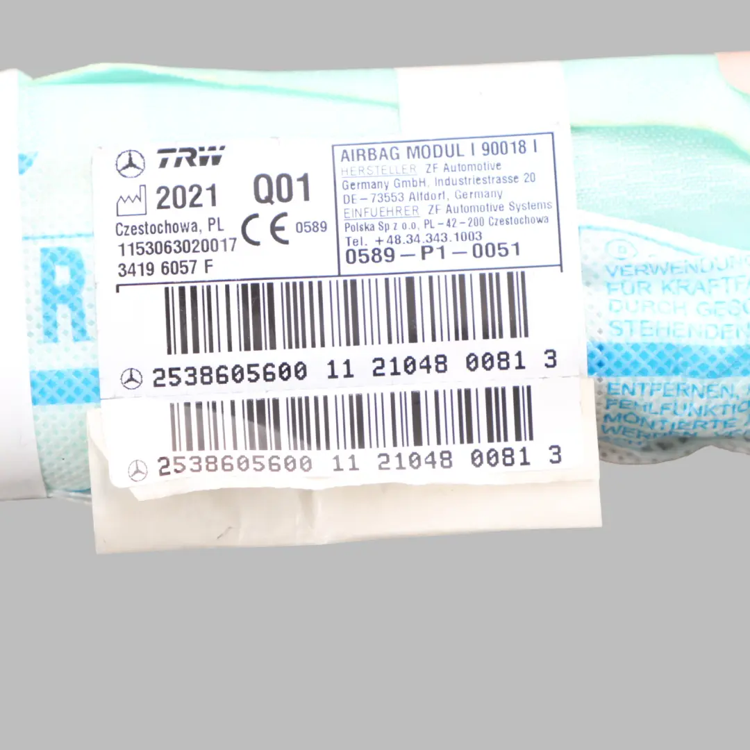Side Window Curtain Right O/S Air Module Unit to Mercedes C253 with Part number A2538605600 Mercedes C253 Side Window Curtain Right O/S Air Module Unit - SKU A2538605600 - Part number A2538605600