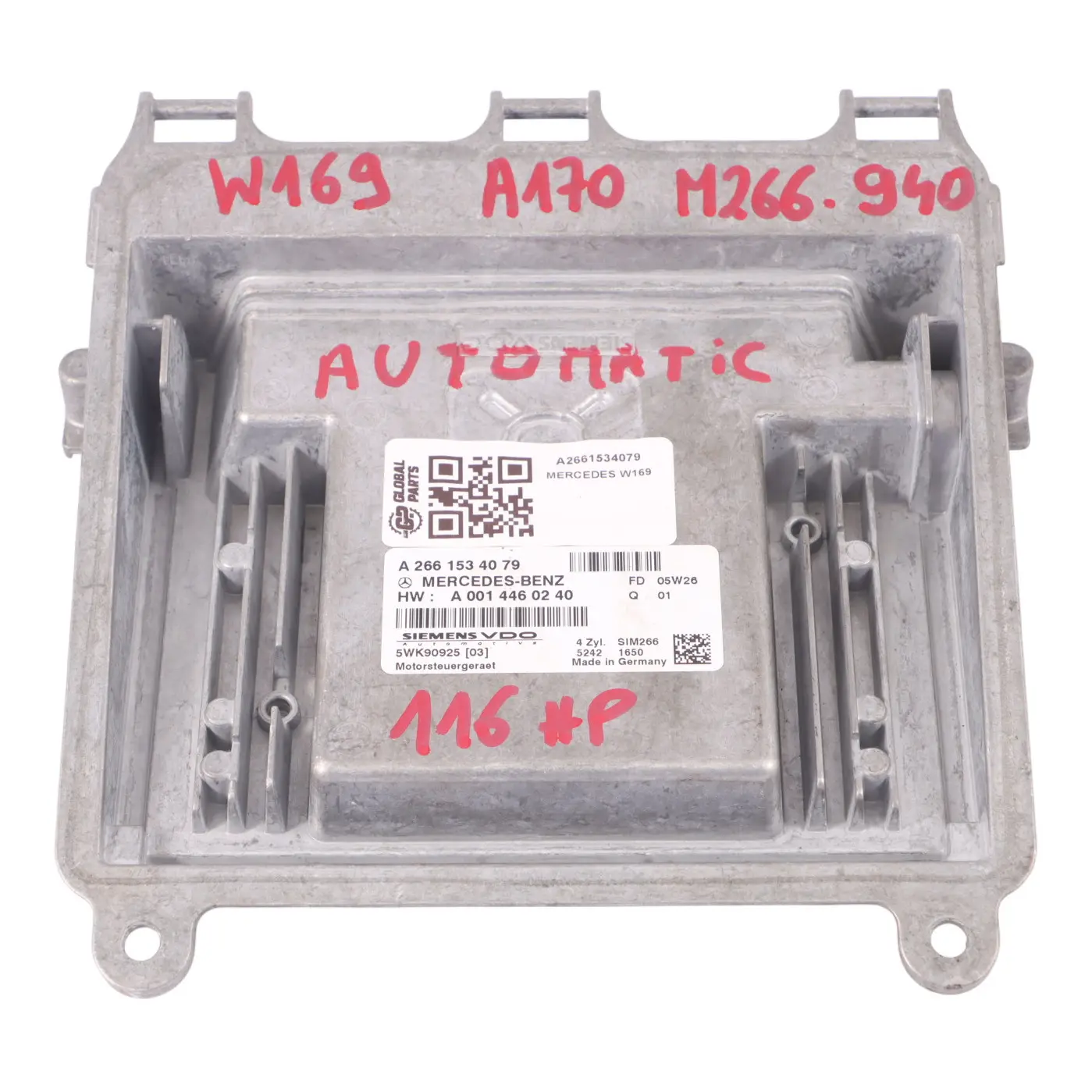 Mercedes W169 A170 266.940 116HP Engine Control Unit ECU A2661534079 Automatic  