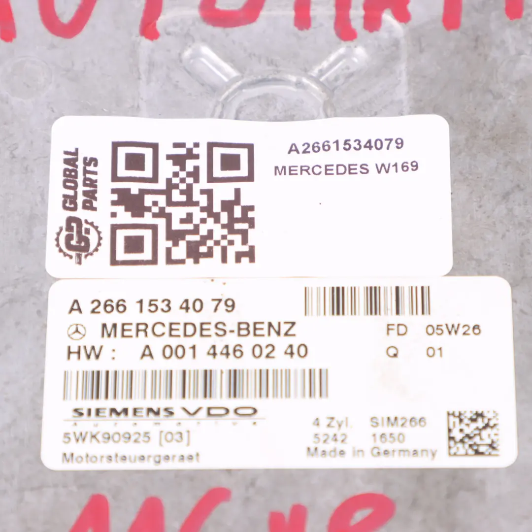 A170 266.940 116HP Komputer Silnika ECU Automat do Mercedes W169 o numerze A2661534079 Mercedes W169 A170 266.940 116HP Komputer Silnika ECU Automat - SKU A2661534079 - Numer Części A2661534079